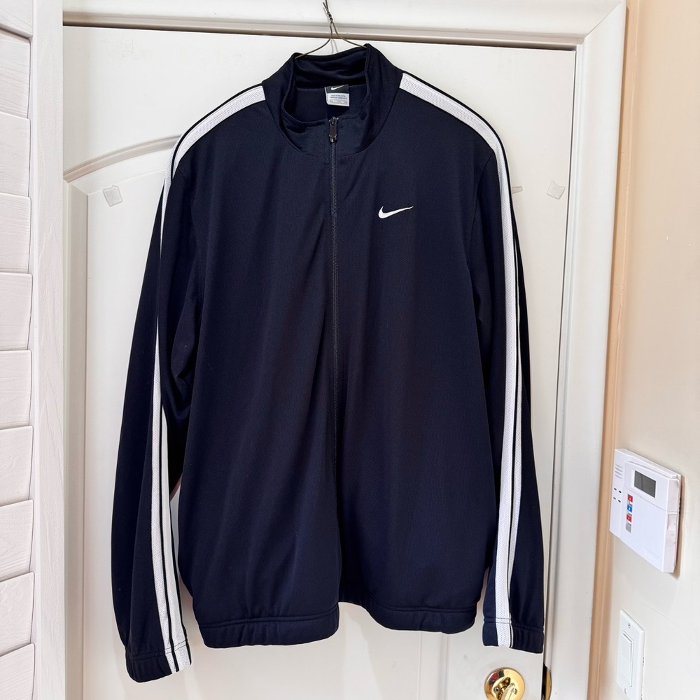 Nike Mens Black White Stripes Zip Athletic Basketball Track Jacket Size XXL